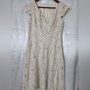 Adrianna Papell Cream Lace Midi Dress